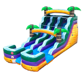 15ft Yellow Tropical Dual-Lane Water Slide