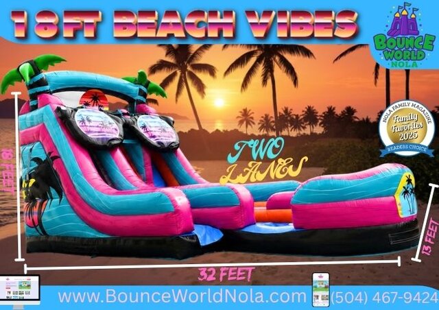 18 ft Beach Vibes (dual lanes, inflated pool)