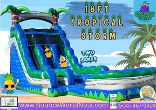       18 ft Tropical Storm Waterslide (dual lanes, inflated landing)