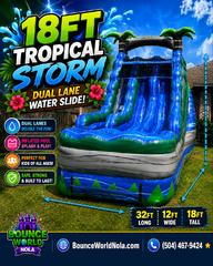       18 ft Tropical Storm Waterslide (dual lanes, inflated bumper)