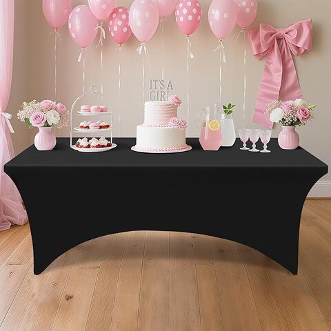6' Table Black Spandex