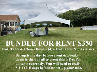 Tent,Tables & Chairs Bundle $350 Use Coupon Code: TTC Or Pay With Cash And Use Code: TTCASH & We Will Remove Credit Card Fee