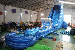 25Ft Mable Blue Tsunami Water slide with slip and slide