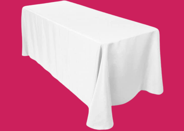 Floor length black table covers for 8ft rectangular tables