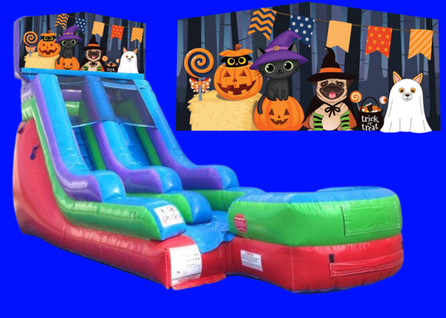 Retro TRICK OR TREAT slide Rental - DRY 15 ft