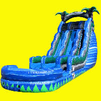 Blue Crush Double Lane Water Slide Rental with Pool