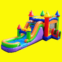 Rainbow Castle Jumper with Slide and Splash Pad