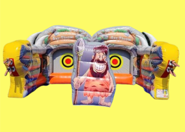 Caveman Inflatable Dual Lane Axe Throwing Game Rental