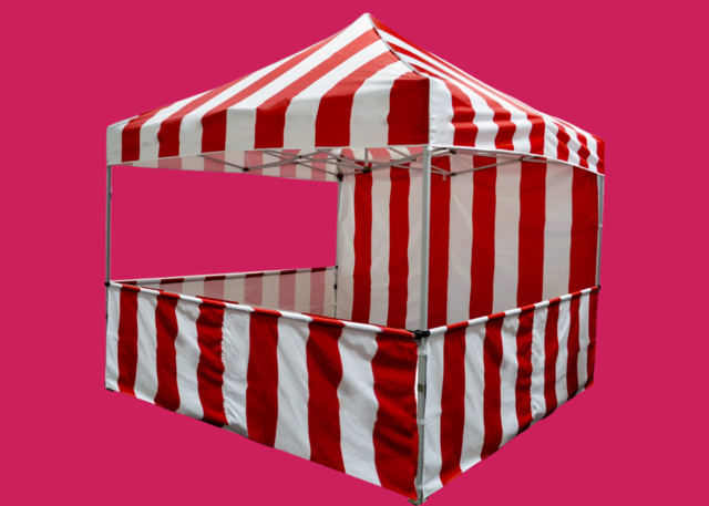 Red and White Carnival Canopy with Sidewalls
