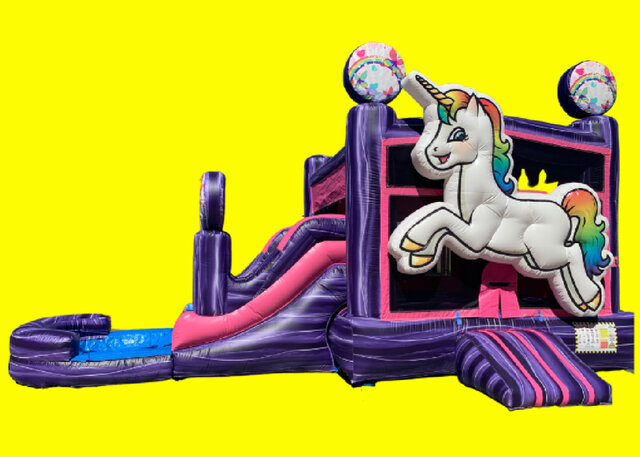 Unicorn Bounce and Slide Combo w/ Pool