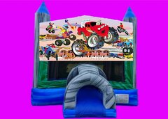 Monster Wheels Bounce House Rental BLUE