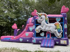 Unicorn bounce house combo wet
