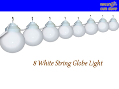 8 Globe String Lights White