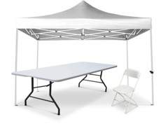 Equipment tent tables and chairs