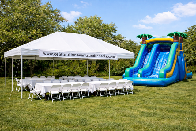 Package 6 Waterslide with 20x20 Tent Tables Chairs