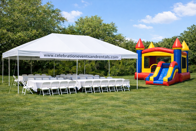 Package 8 Bounce House Combo wet/dry with 20x30 Tent Tables Chairs