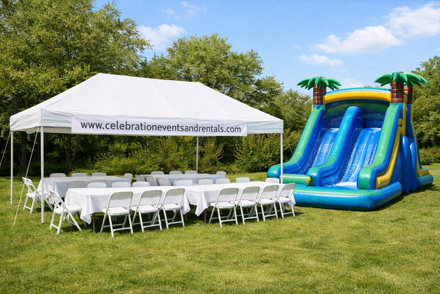 Package 3 Waterslide With 10x20 Tent Tables and Chairs