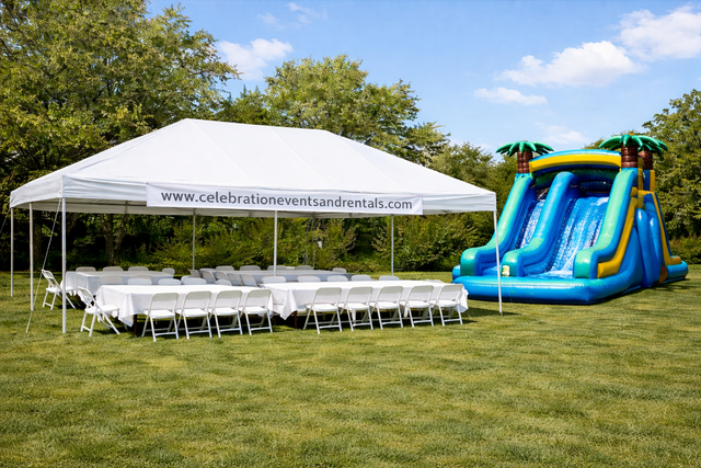 Package 9 Waterslide with 20x30 Tent Tables Chairs
