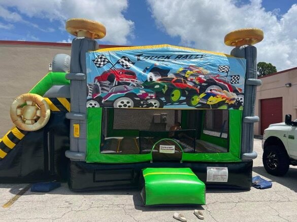 CAUTION TRUCK RALLY BOUNCE HOUSE WITH DOUBLE WET/DRY SLIDE 