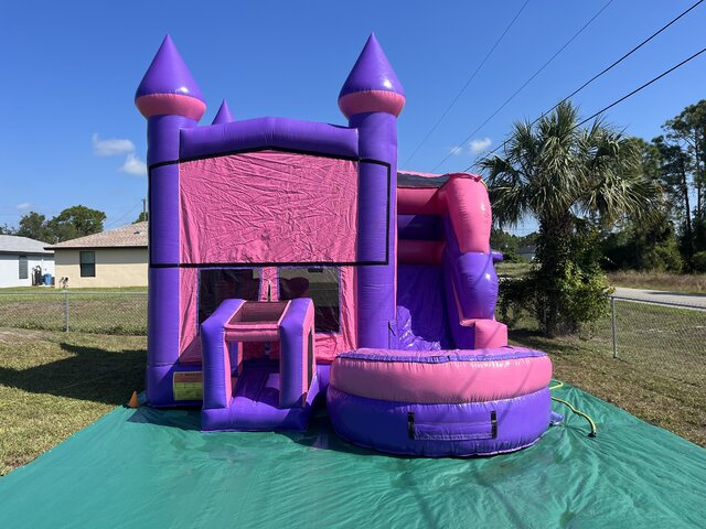 204-PINK CASTLE BOUNCE HOUSE WET/DRY