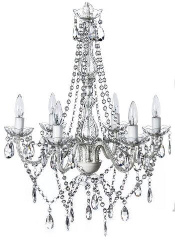 6 LIGHT PLUG-IN CRYSTAL WHITE CHANDELLER