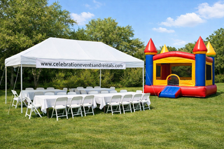 Package #1 Bounce House With 10x20 Tent, Tables, Chairs