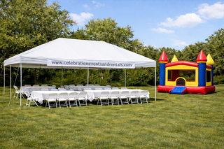 Package #7 Bounce House with 20x30 Tent, Tables, Chairs