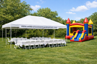 Package #5 Combo Bounce House wet/dry with 20x20 Tent, Tables, Chairs