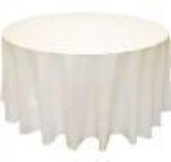 round table linens, ivory floor length