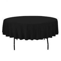 round table linens, black lap length