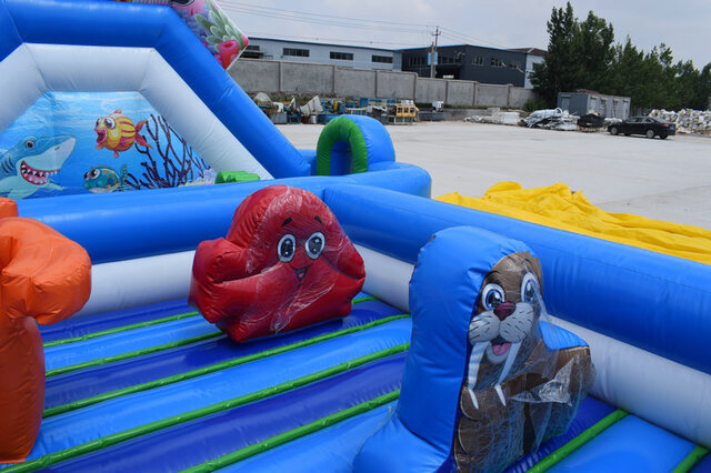 sea creatures on the toddler inflatable obstacle course