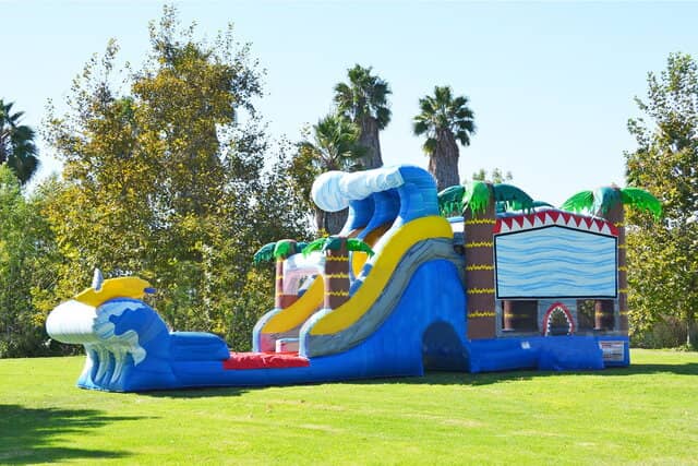 Tropical Shark Bounce House With Slide