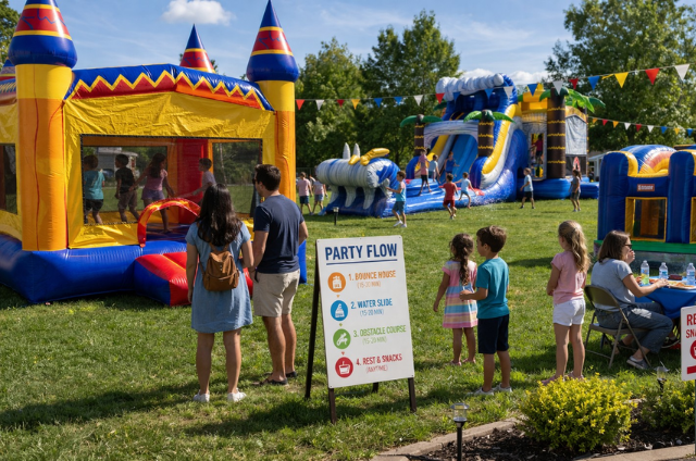 Party Flow Prep with Bounce Houses