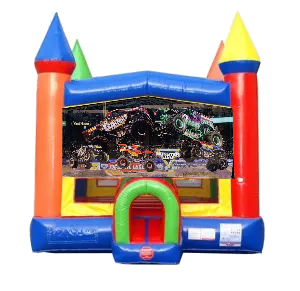 Monster Trucks Moonwalk Castle Bounce House