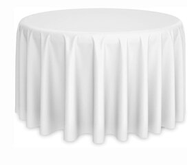 120" Round Poly Linen (White)