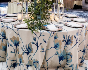 Aria Blue 132" Round Table Cloth