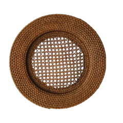 RATTAN WALNUT CHARGER PLATE