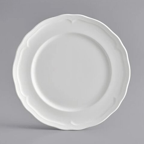Dinner Plate / Pearl White with Embossed Rim