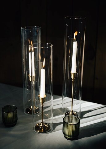 Smooth Chimney with Gold Candle Holders set of 3