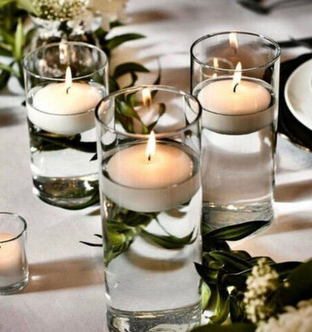 Clear Glass Floating Candle Holder Set of 3