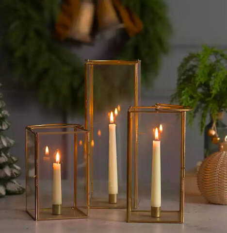 Gold Iron Lantern set of 3