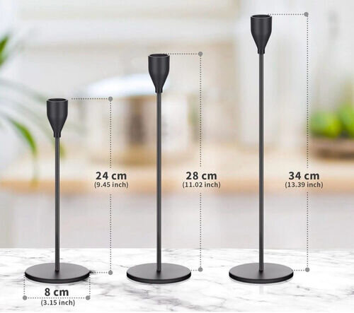 Matte Black Candle Holders set of 3