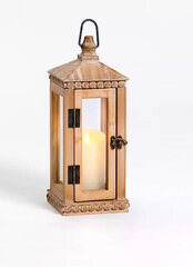 Beaded Natural Wood Glass Lantern