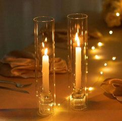Clear Glass Candle Holder with Smooth Chimney (SMALL) 