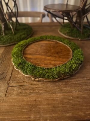 Cake Stand  Wood with Moss