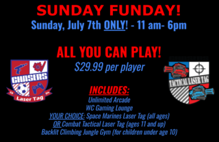 ALL DAY UNLIMITED LASER TAG * ARCADE * JUNGLE GYM