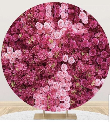 Pink Roses Backdrop Cover: 7' Diameter