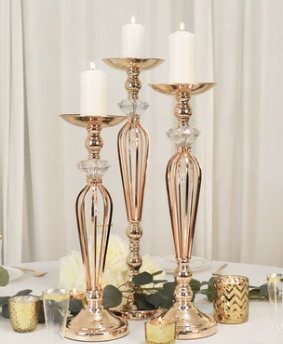 Pillar Candle Holders, Gold Set of 3: 20