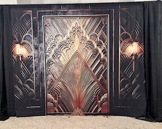 Backdrop Cover and Stand: Black and Gold Art Deco