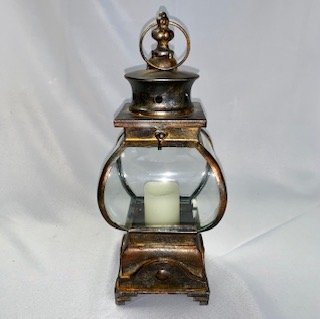 Lantern: Rustic Gold Metal Antique Look 15.5